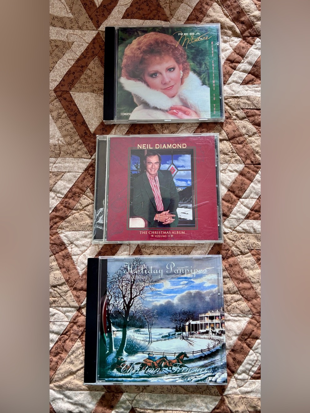3 CD Christmas Lot – Reba McEntire, Neil Diamond & Holiday Panpipes